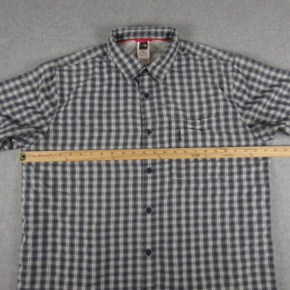 The North Face Shirt Mens XL Blue Tartan Plaid Short Sleeve‎ Lightweight Pocket
